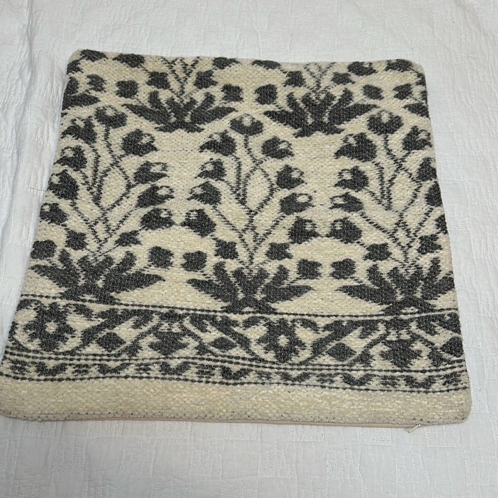 Studio McGee Black and Cream Floral Pillow